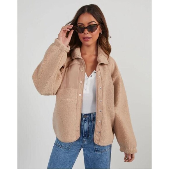VICI Jackets & Blazers - VICI Fleece Jacket Women Small S Tan Mocha Beige Taupe Weekend Errands Stylish